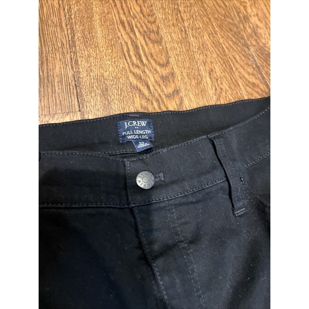 EUC‎ J Crew Womens Wide Leg Full Length Jeans Stretch Size 33 Black 34x28